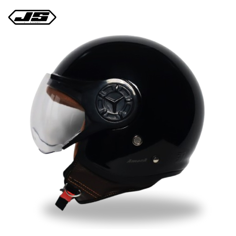 Helm Bogo Gift Amora Hijab Retro Hitam Gloss - Helm Half Face Black Wanita Hijab Friendly sudah SNI