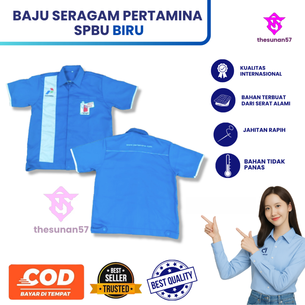 Baju Pertamina Biru | Baju Spbu | Seragam Spbu Biru | Seragam Pertamina