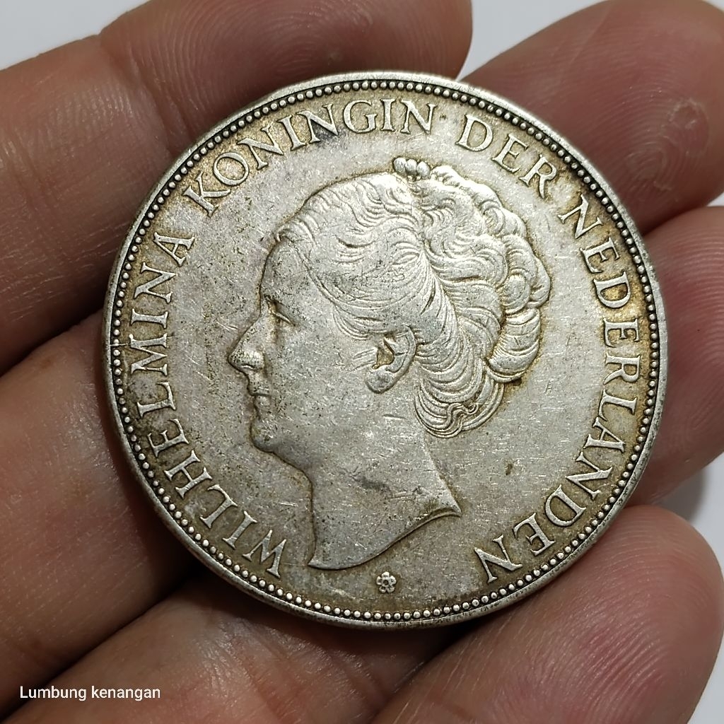 koin Silver Wilhelmina 2,5 Gulden 1932 Koin perak