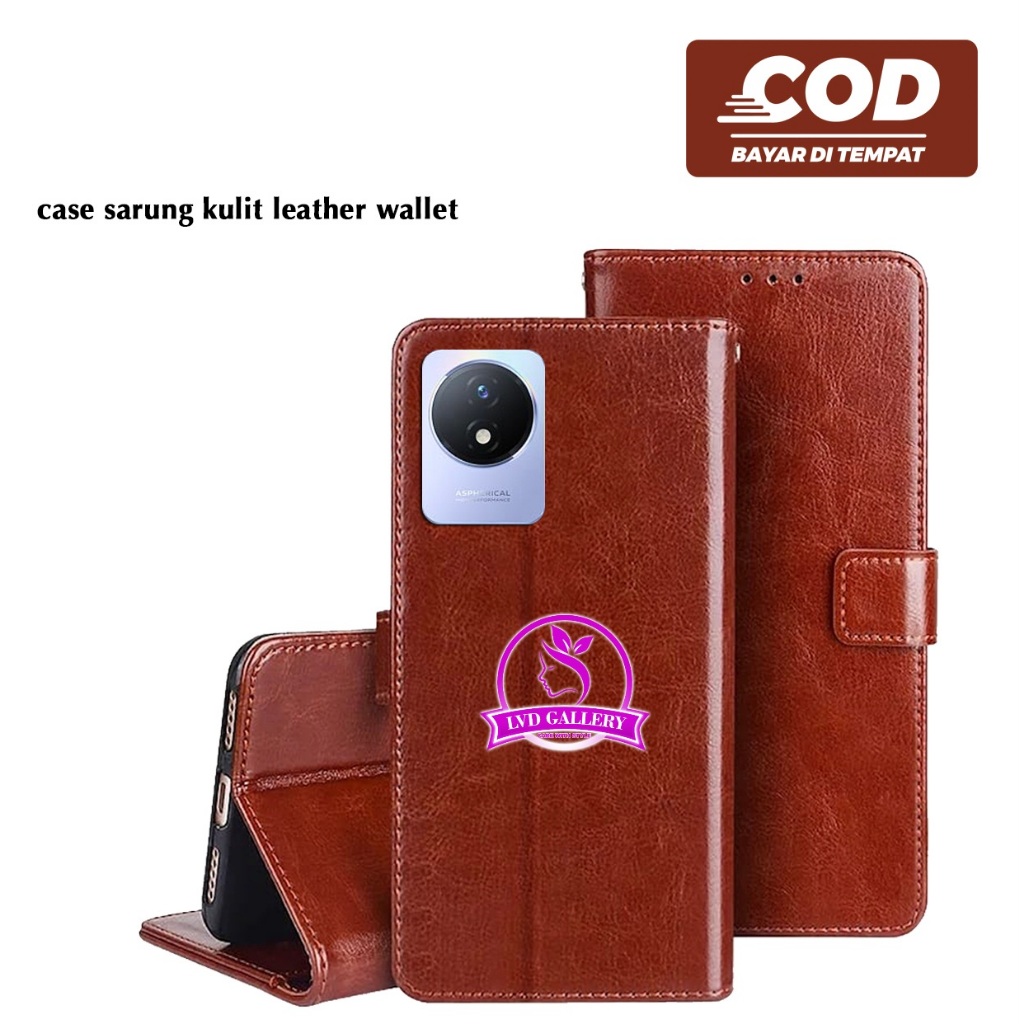 Case Sarung Buku Kulit Flip Cover Kulit Leather case Vivo Y02 Vivo Y02T Vivo Y03 Vivo Y03T Vivo Y100