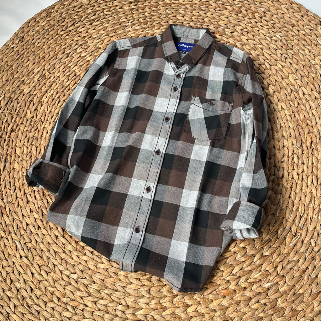 (BISA COD) Daily 063 Kemeja Flanel Terlaris Lengan Panjang Pria Wanita Hem Premium Quality Kameja Ke