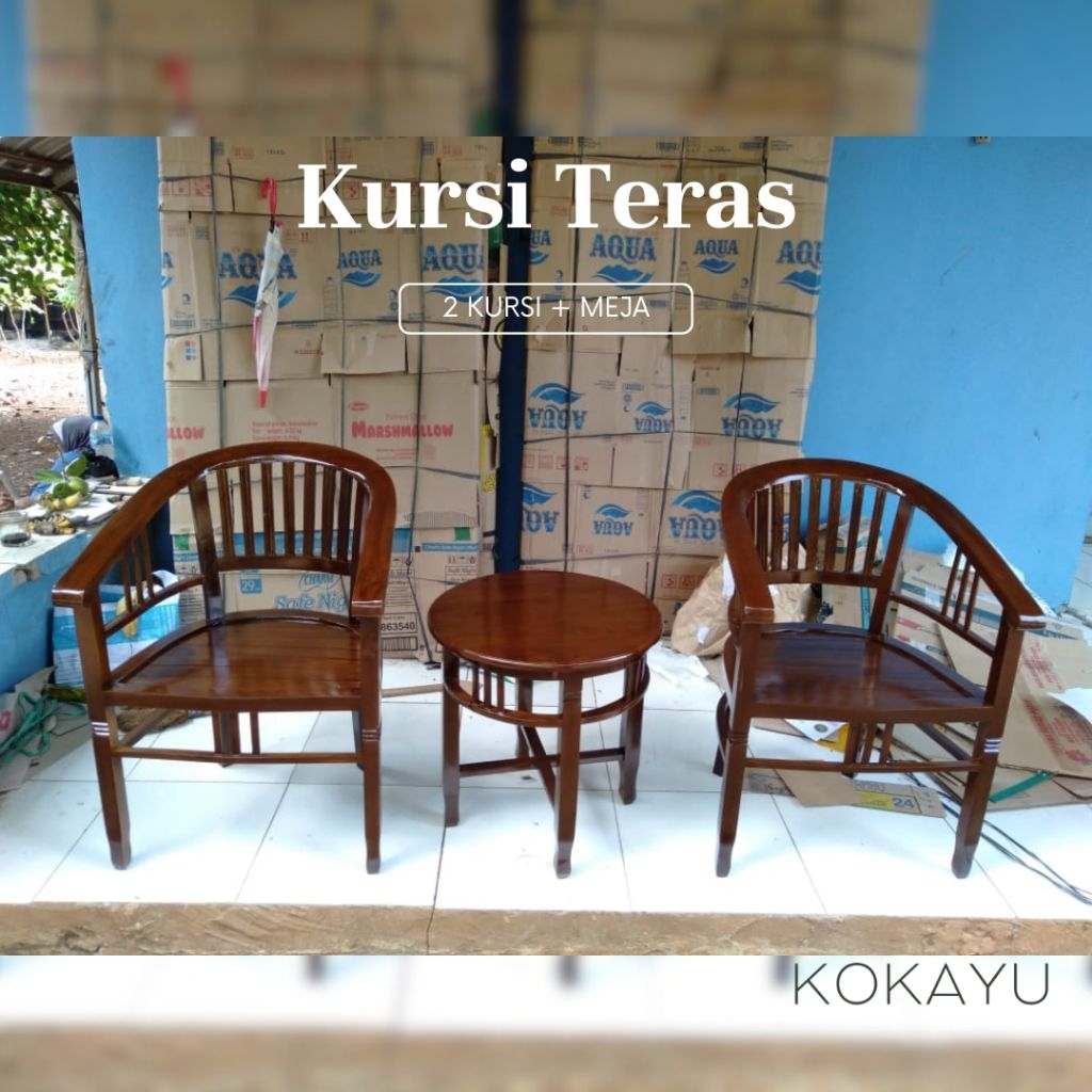 Kursi Teras Betawi Amerika Dua Kursi Dan Satu Meja Minimal Kayu Jati