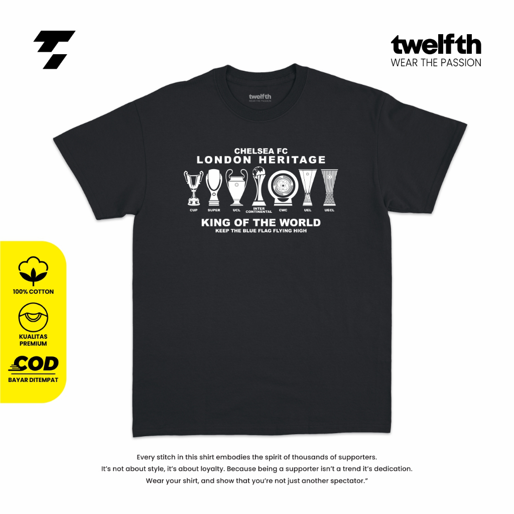 Kaos Bola Chelsea London Heritage King of the World Keep the blue flag flying high football jersey f