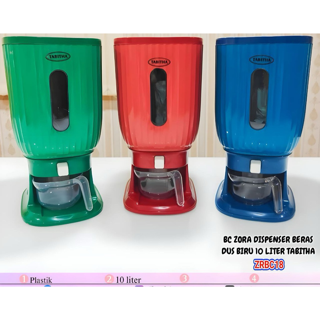 Dispenser BERAS 10kg tabitha - Dispenser beras modern - Wadah penyimpanan beras otomatis