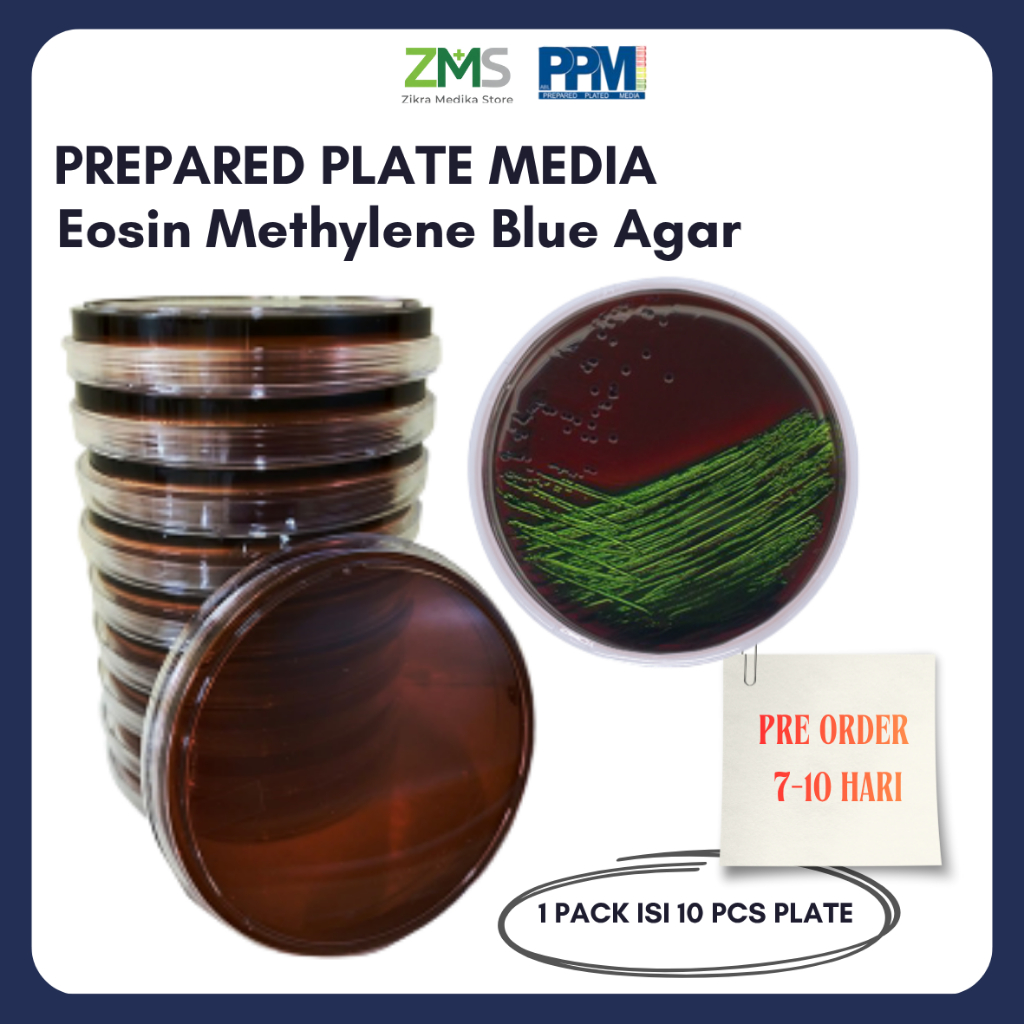 [PREORDER] Prepared Plate Media Eosin Methylene Blue Agar Laboratorium isi 10 | Media Pertumbuhan Ba