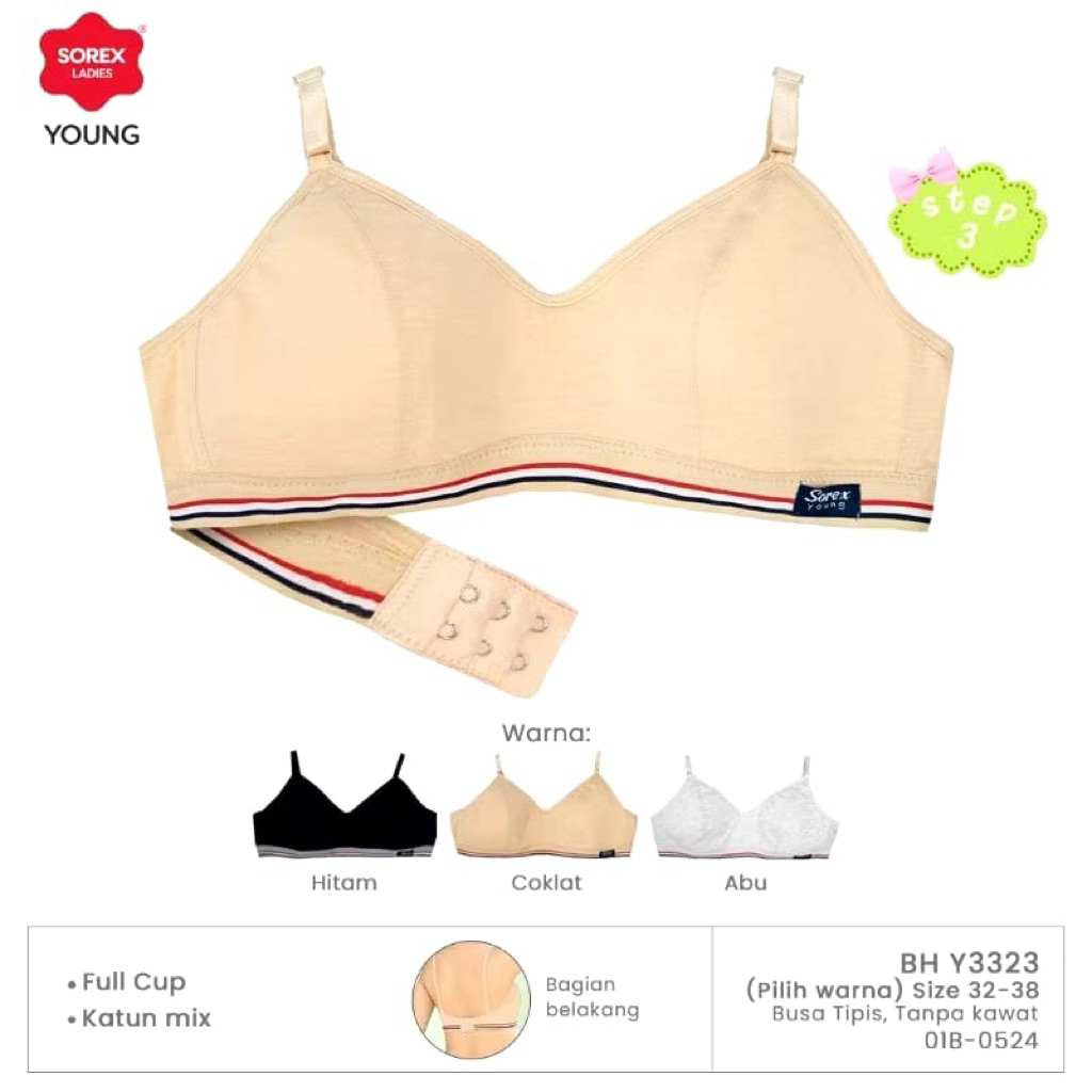BH MINISET SOREX Y3323 - BH Sorex Y3323 | Sorex Young Bra Remaja Busa Tanpa Kawat Kait 2 Setara Cup 