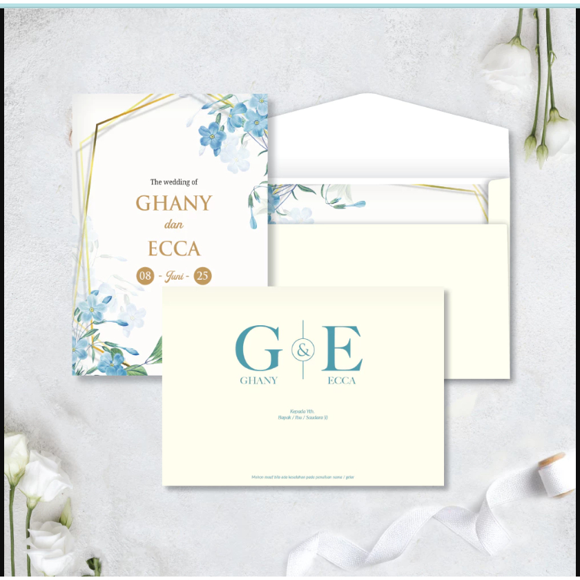 Undangan Pernikahan Single Hardcover + Amplop Elegant Murah, Aesthetic, Simple