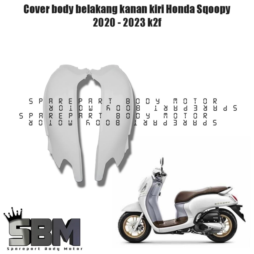 Cover Body Belakang Samping Kanan Kiri Honda Scoopy Esp 2020 2023 K2f Warna Putih Doff Original