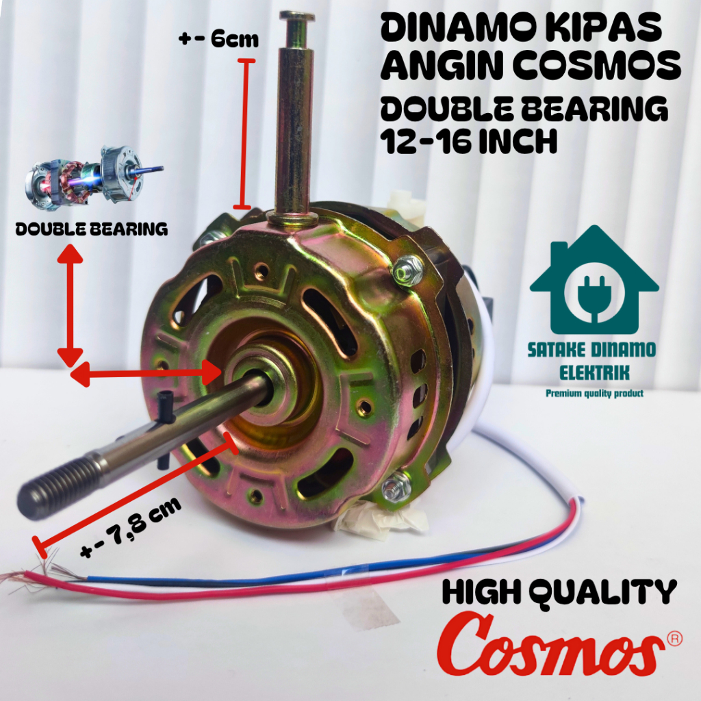 DINAMO KIPAS ANGIN COSMOS DOUBLE BEARING 12-16 INCH KAPASITOR 1,5 UF DINAMO MESIN KIPAS ANGIN