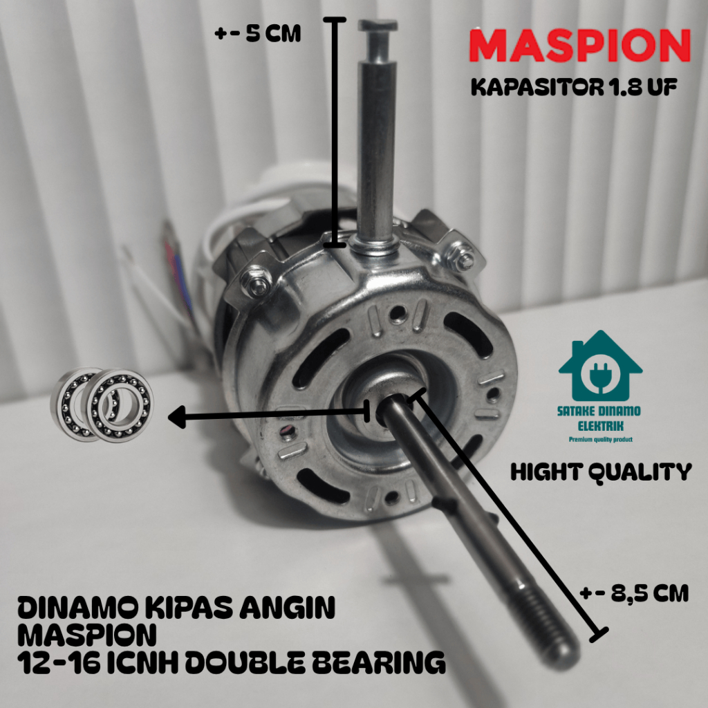 DINAMO KIPAS ANGIN MASPION DOUBLE BEARING 16 INCH KAPASITOR 1.8 UF DINAMO MESIN KIPAS ANGIN MASPION