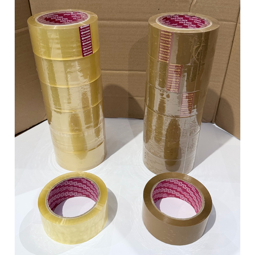 Lakban OPP Tape Bening / Coklat lebar 4,5mm panjang 90 yard / 82,3 m Gold Pack