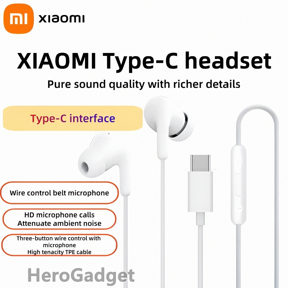 Headset Xiaomi Type C Original Full Bass Mic