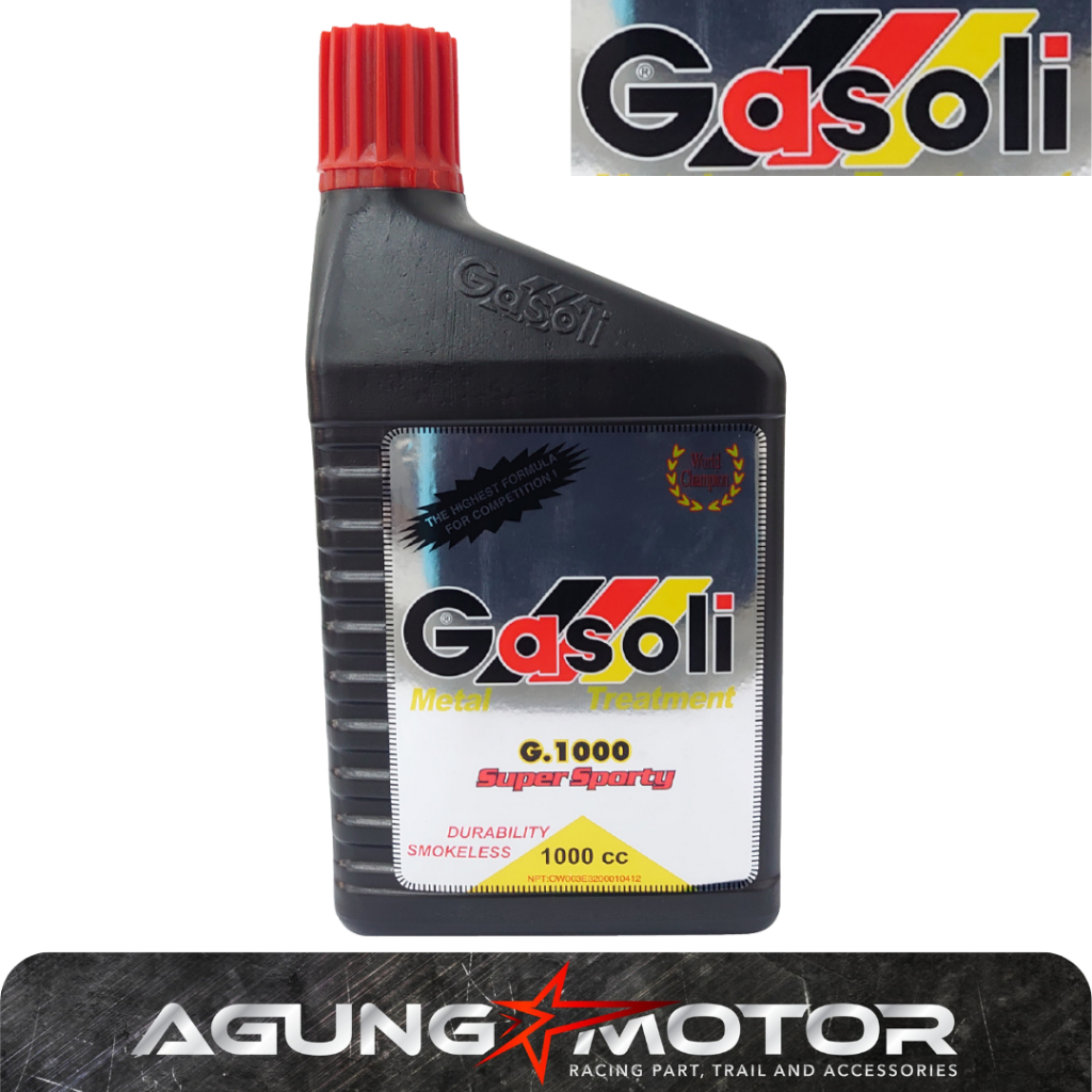 Oli Samping Gasoli 2T 1 Liter Super Sporty G1000 Racing Oil Low Smoke Motor 2 Tak Rx King Ninja F1zr