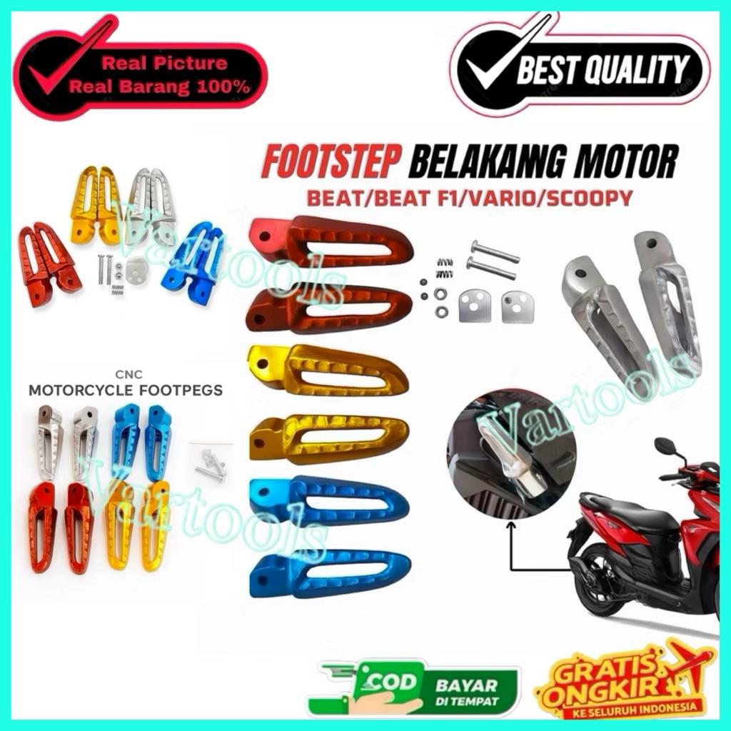 Footstep Step Pijakan Kaki Belakang Variasi CNC Motor Honda Beat Vario Scoopy Spacy Revo Footstep Pi