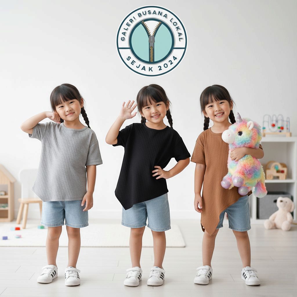 Kaos JENNY RIB Untuk Anak Perempuan Usia 1 - 5 Tahun