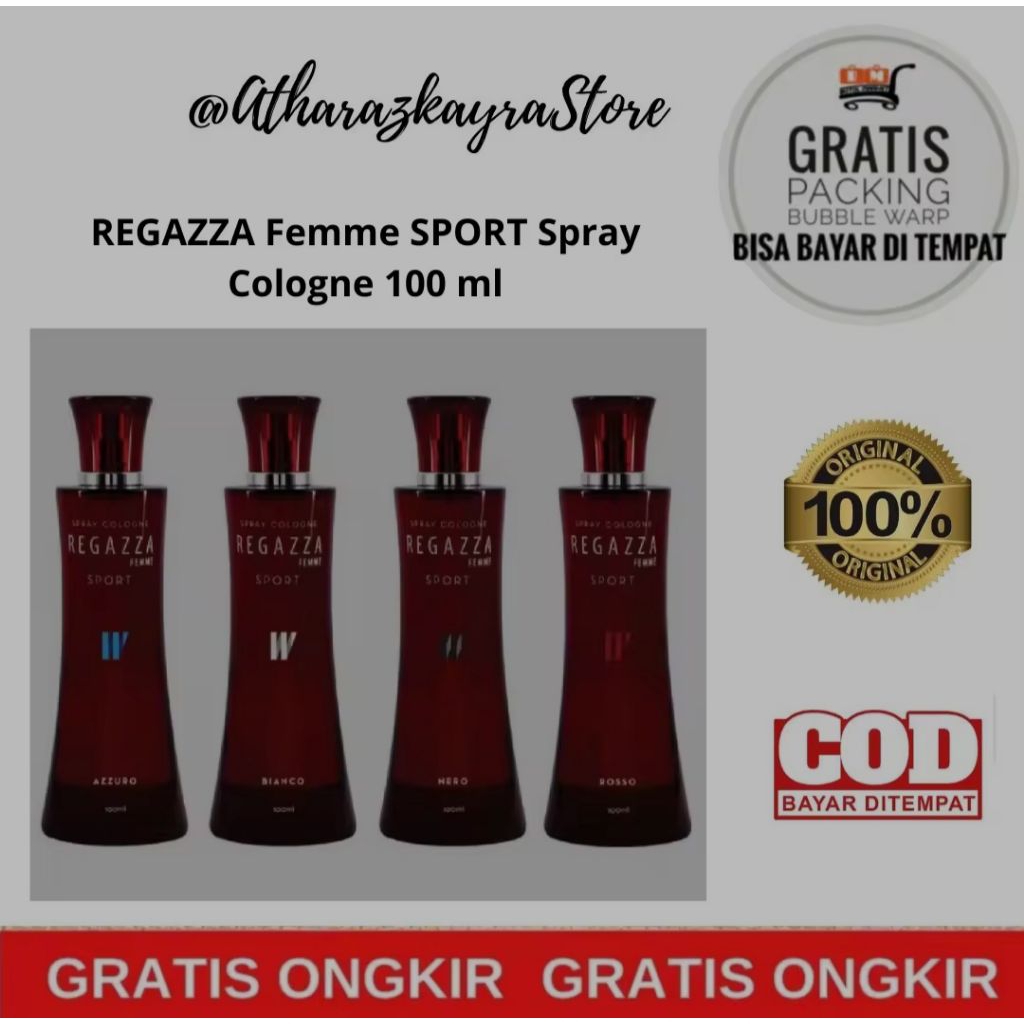 PROMO ! REGAZZA Femme Sport Spray Cologne 100 ml / Parfum Regazza Sport ( Nero, Rosso, Bianco, Azzur