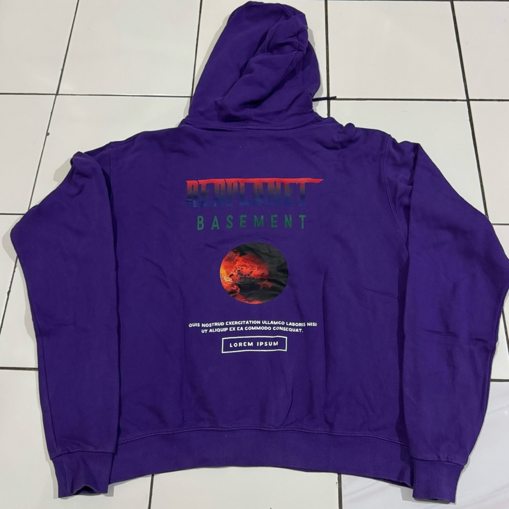 Sweater Hoodie Pria Ona Ungu Printed - Size L JUMBO fit XXL