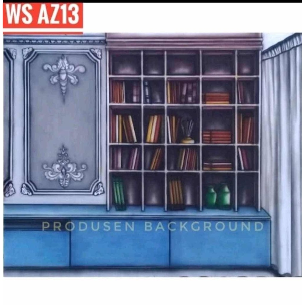 READY COD Kain 3x2,5m Background Wisuda Latar Rak Buku Studio Foto Kode WS AZ13