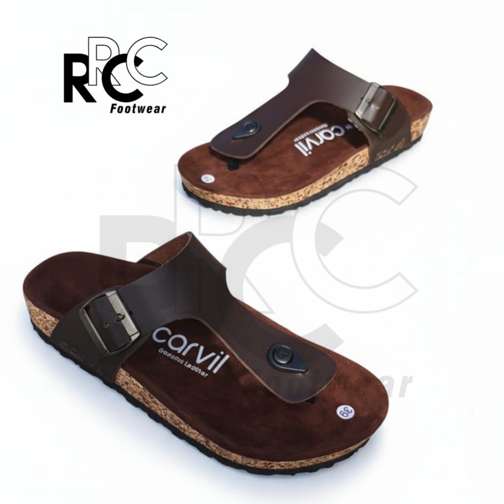 sandal jepit pria kulit / sendal sandal kulit pria carvil / sandal puyuh pria original carvil / sand