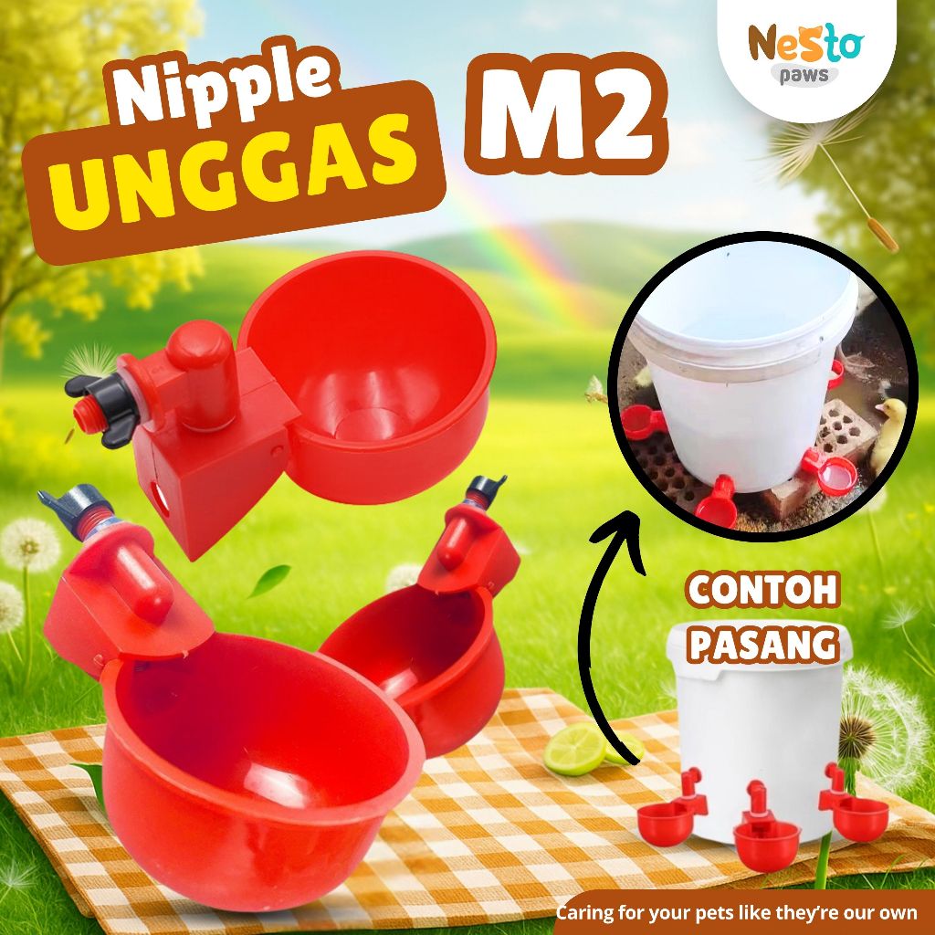 Nippel M2 Nepel Mangkok Ayam Cepuk Nipel Tempat Minum Burung Puyuh Otomatis Praktis Murah Nestopaws