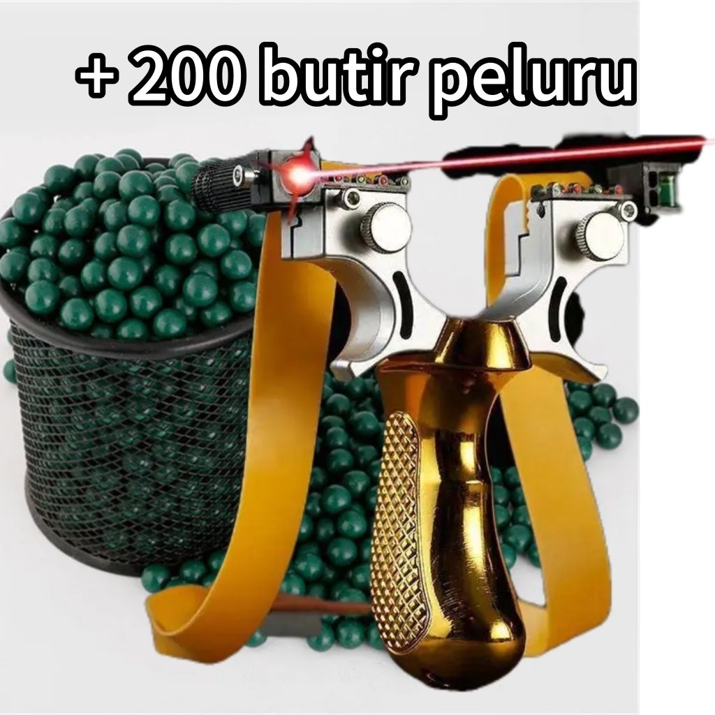 Ketapel Burung 1Set Lengkap Tali dan Laser Plus 200 Butir Peluru Bisa COD