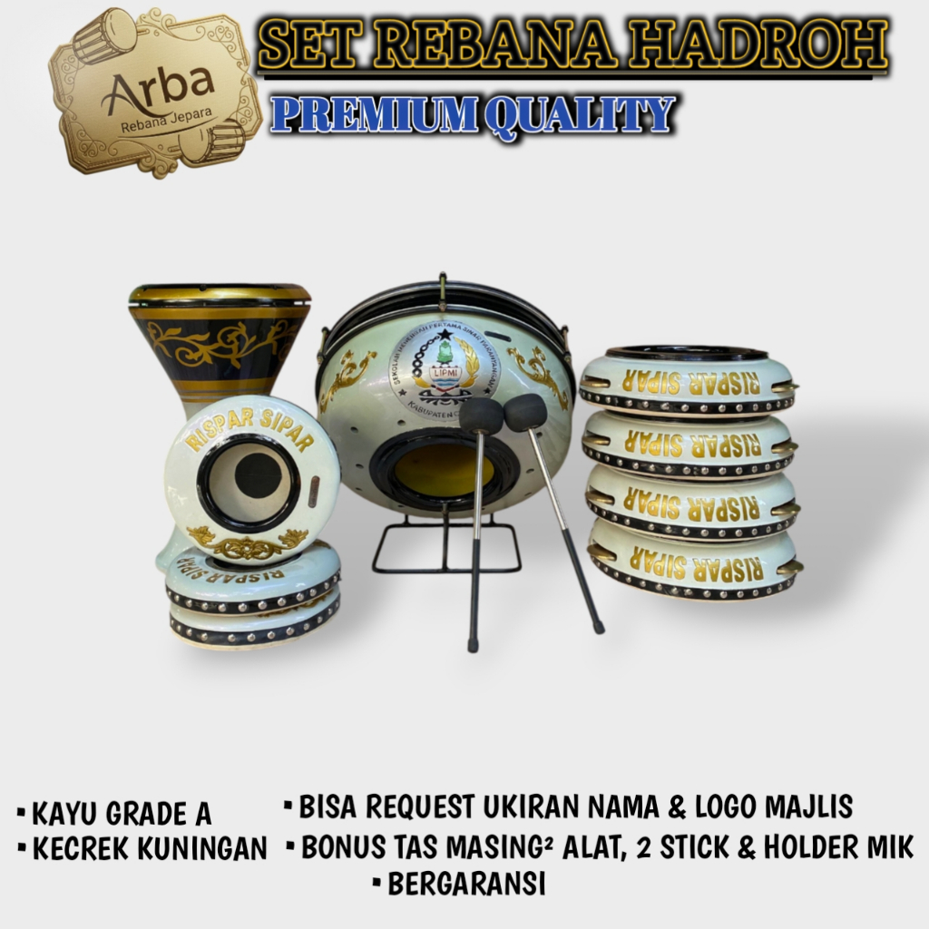 Rebana Hadroh 1 set lengkap Jepara asli berkualitas / Full set rebana ukir