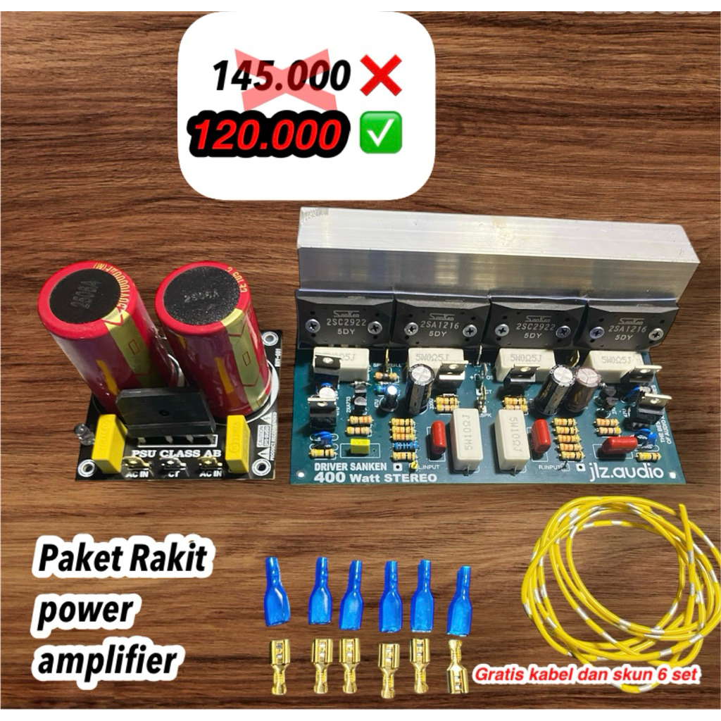 paket rakit power amplifier sanken 400 watt stereo