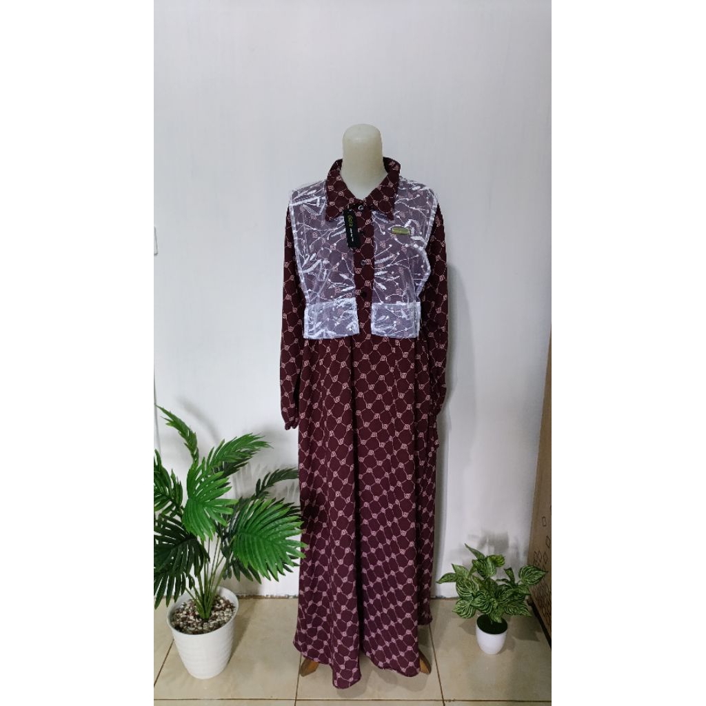 Gamis kombinasi Brukat