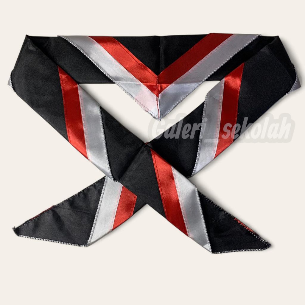 HASDUK PRAMUKA 3 WARNA - HASDUK PRAMUKA HITAM LIS MERAH PUTIH - SCRAF PRAMUKA