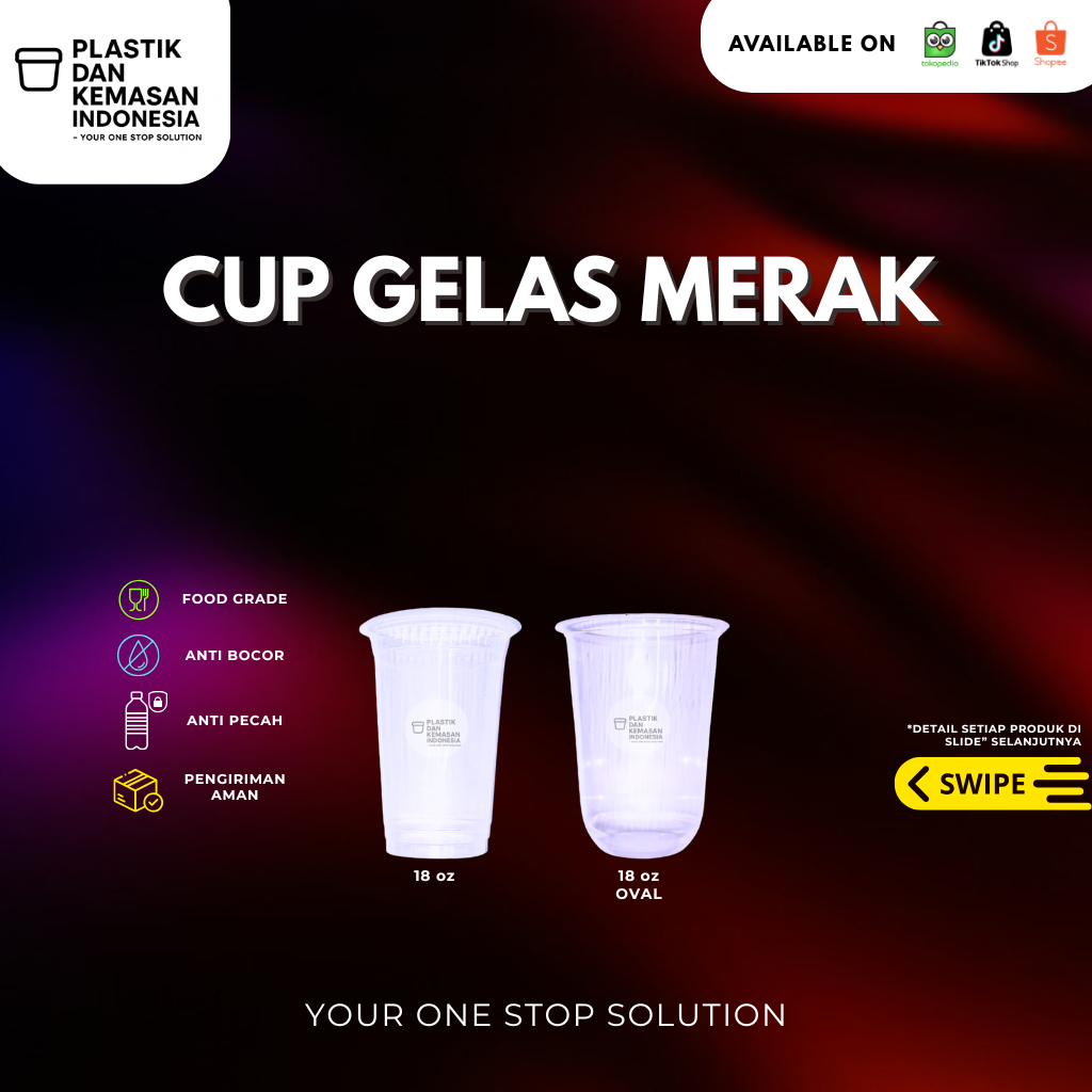 Cup Gelas Pp Merak 18 oz Dan Merak Oval 18 oz