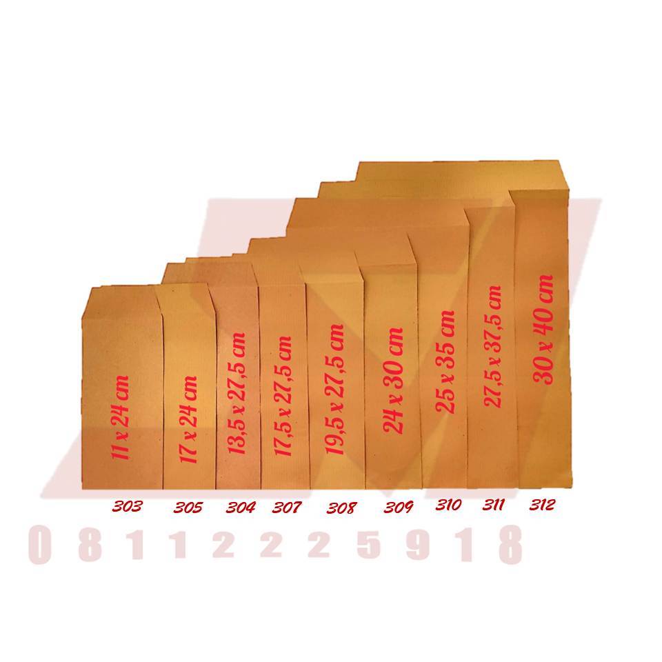 Amplop Coklat Polos Tali & Tanpa Tali Merk Crab 303, 304, 305, 307, 308, 309, 310, 311 & 312