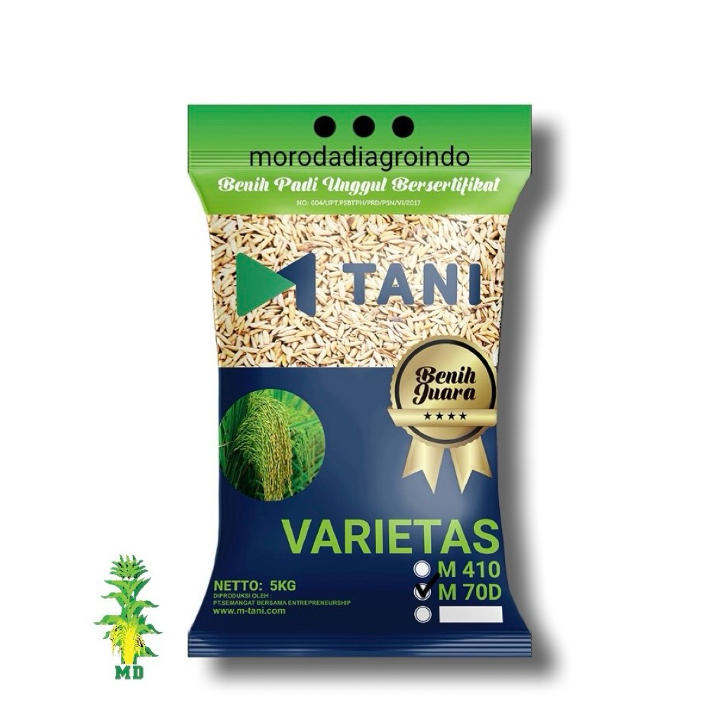 Benih padi unggul M70D dan M410, kemasan 5kg. dari M tani