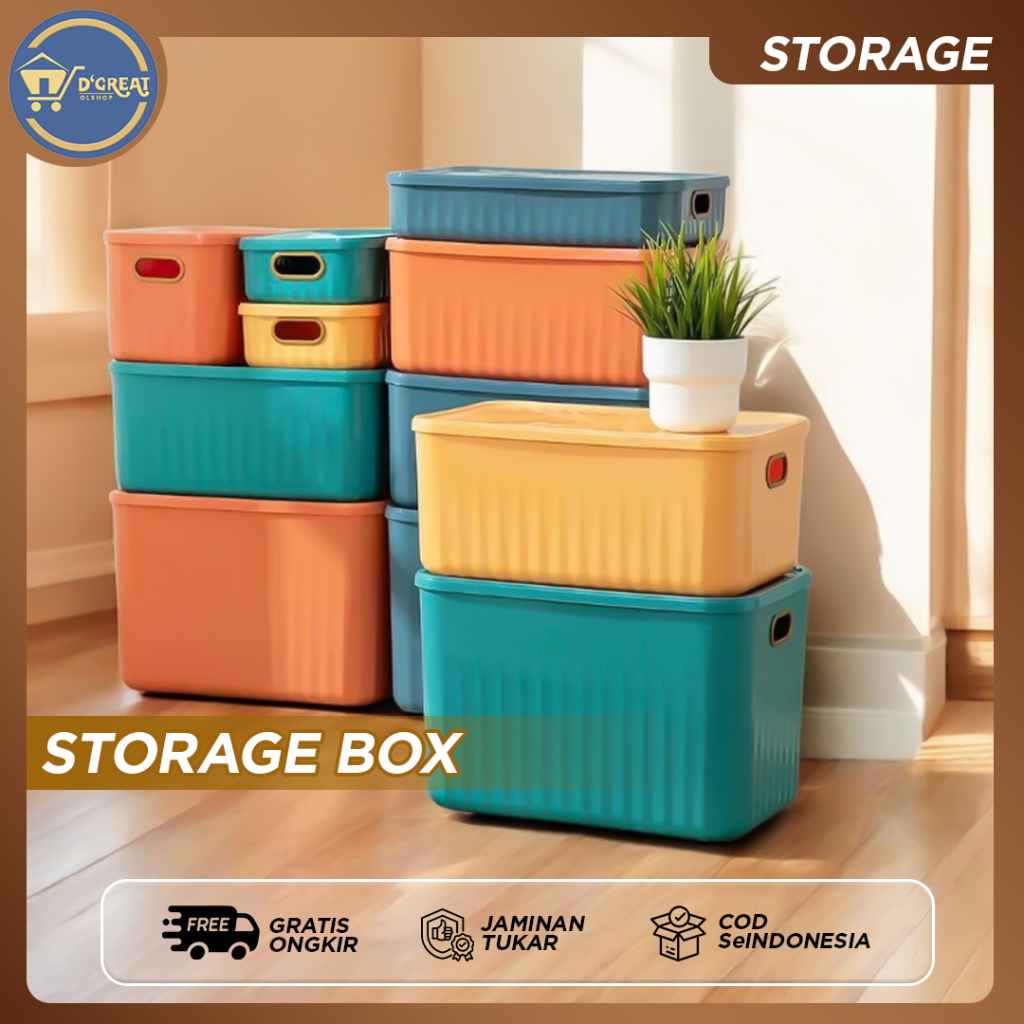 Storage Dengan Tutup Kotak Plastik Kontainer Organizer Penyimpanan Storage Box Serbaguna