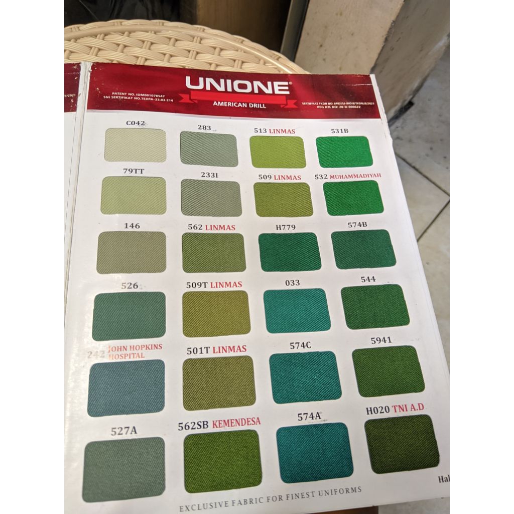 Bahan American Drill UNIONE Kain Eceran Bahan Seragam Sekolah Kain Celana Kain Kemeja Hal 8-9