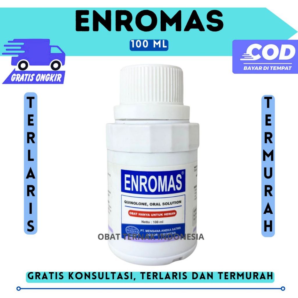 Enromas 100 ml Obat Ayam Diare CRD Snot Cholera Diare Pilek Mycoplasma MENSANA