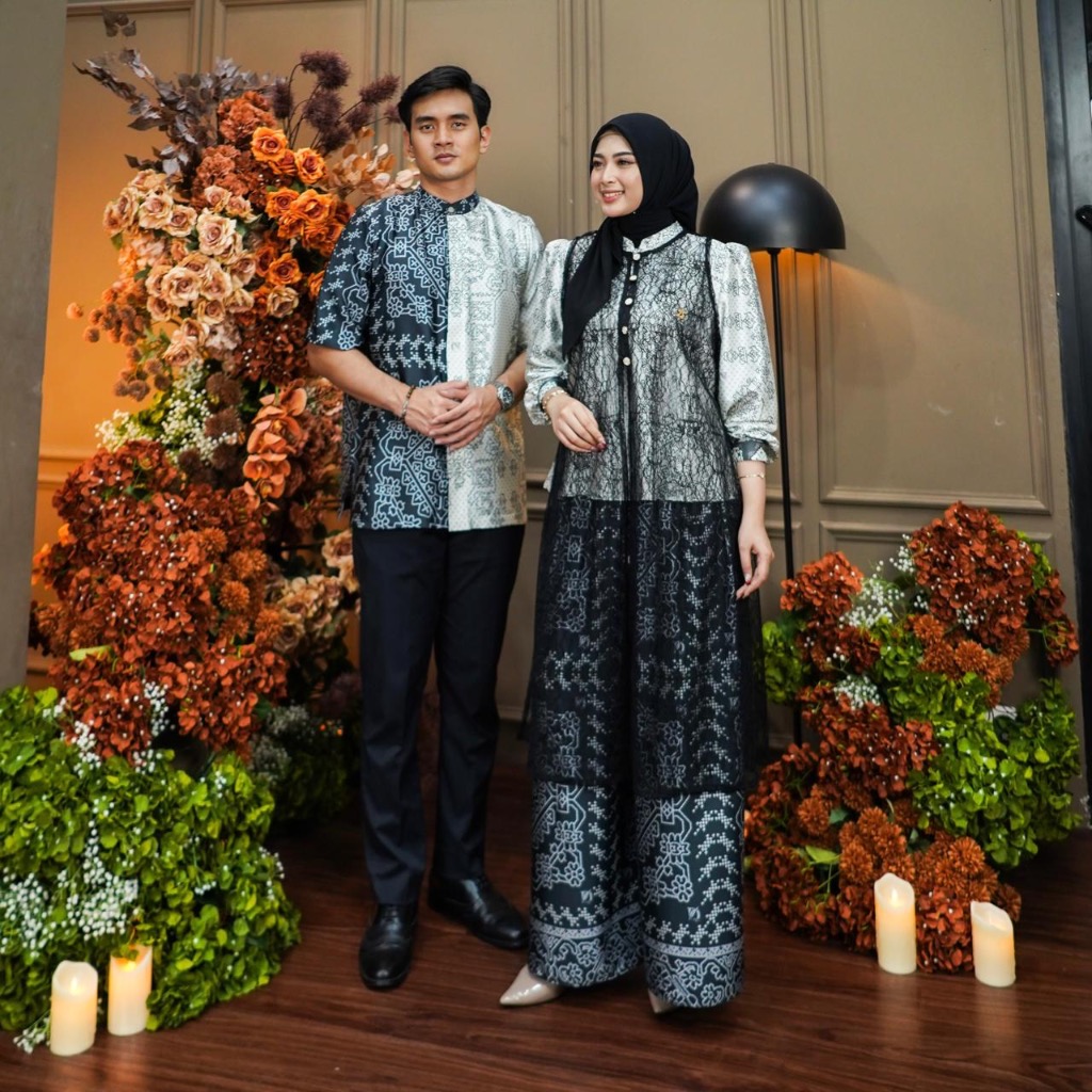 Dumma.id - One Set Pakaian Wanita Kayana Couple Printing Premium Alaya Silk Mix Outer Cantily Setela