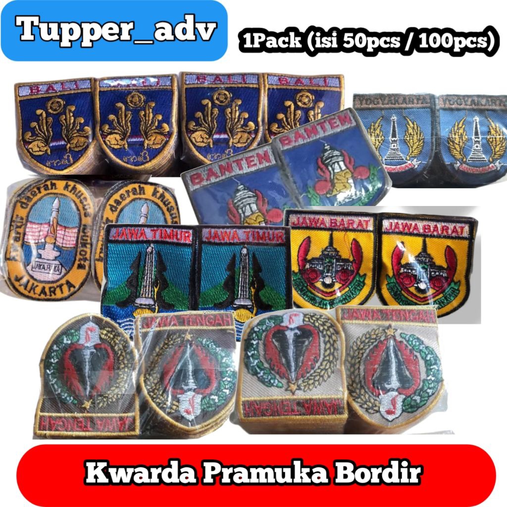 1Pack Bed Pramuka Kwarda Pulau Jawa Bali Bordir / Badge Kwarda Provinsi Jawa Bali / Kwarda Jawa Teng