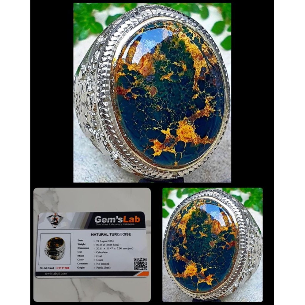 cincin batu pirus jumbo hitam asli tambang persian