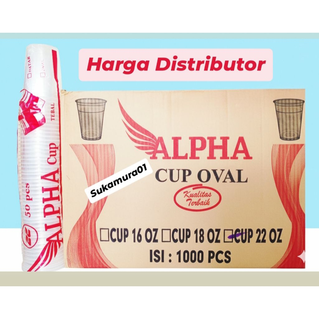 [GROSIR] CUP JUMBO ALPHA 22OZ OVAL 1 DUS / GELAS PLASTIK TEH JUMBO 22OZ OVAL