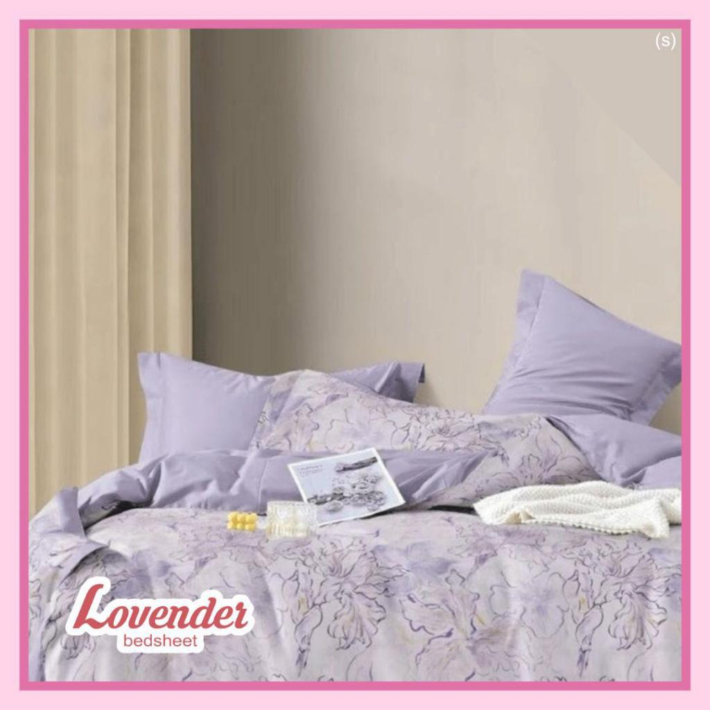 Sprei/Bedcover katun JEPANG bunga flower pastel purple ungu lilac rose mawar elegan dewasa [LOVENDER