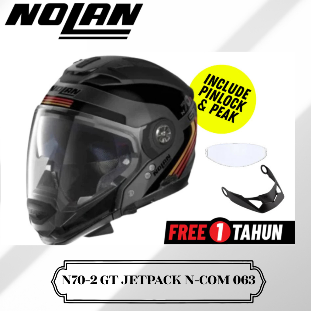 Nolan N70-2 GT 063 Jetpack Flat Grey N-Com Helm Crossover Hybrid SNI Double Visor N70 2 N702 GT