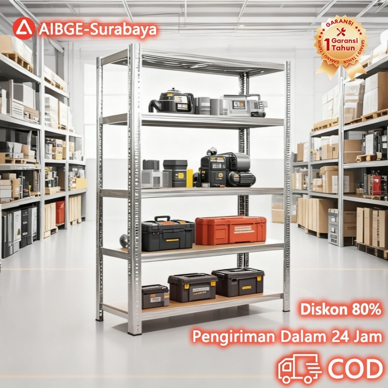 [Surabaya Express]Rak Besi Siku 5 Susun Rak Gudang Rak Dapur Rak Supermarket Rak Besi Serbaguna Rak 