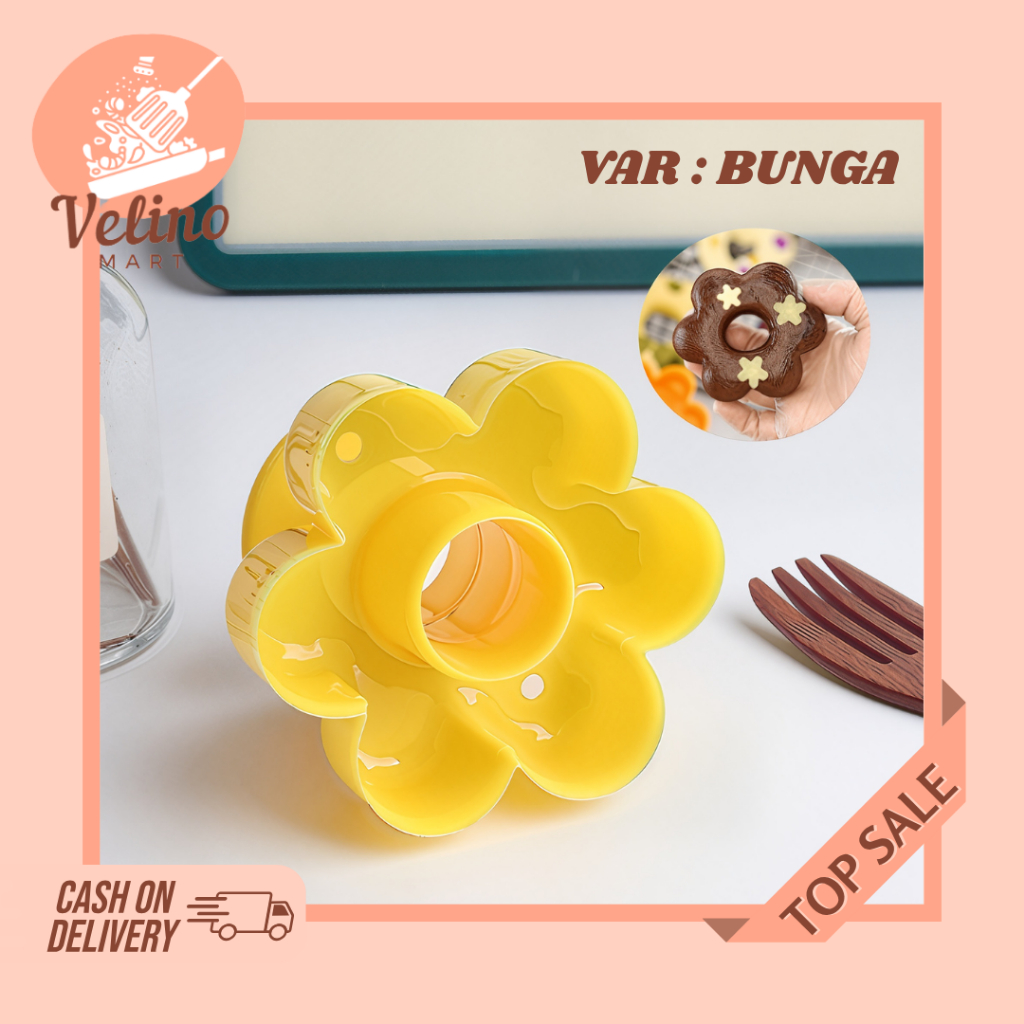 Cetakan Donat Bentuk Bunga Ukuran 8.5 Cm Cetakan Donat Flower Anti Lengket
