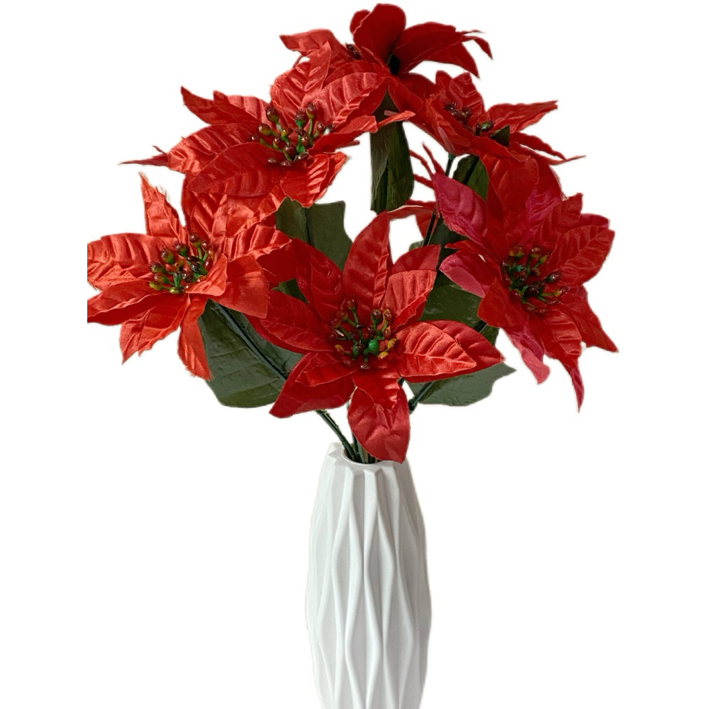 Bunga natal kastuba ponsentia merah buket palsu artificial dekorasi
