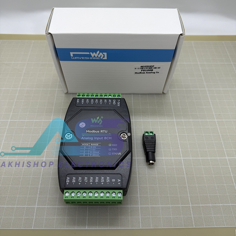 Waveshare Modbus RTU Analog Input 8Ch Industrial 8-Ch Analog Acquisition Module