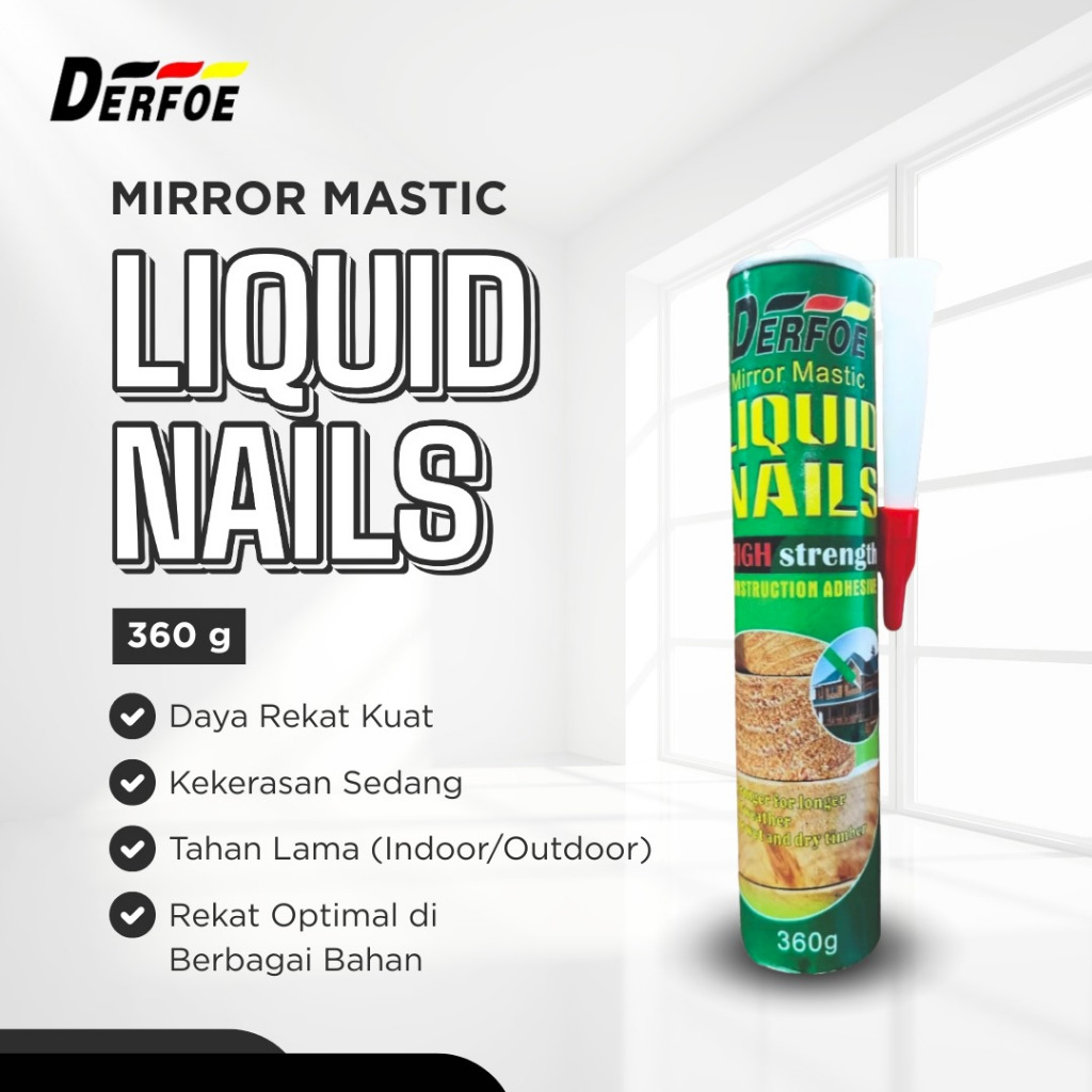 DERFOE -  (1 Dus) Liquid Nails Lem kontruksi serbaguna / paku / kramik / kayu 100% original 360ml LE