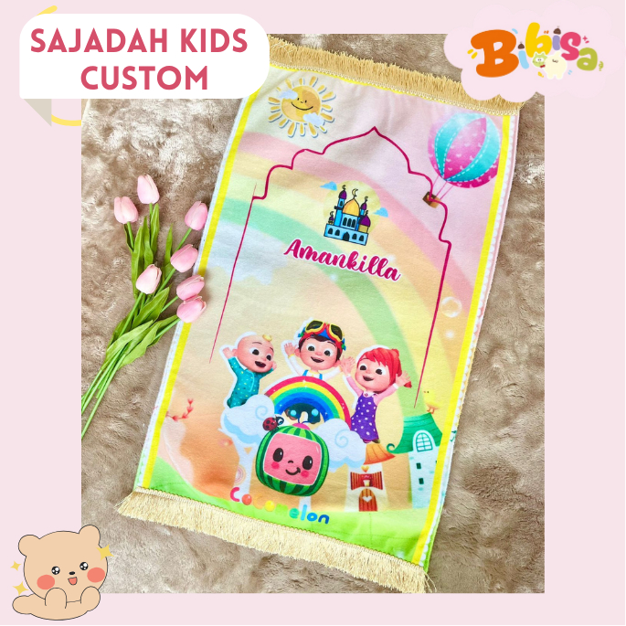 Sajadah anak free custom nama/sajadah kids/custom gambar/custom nama