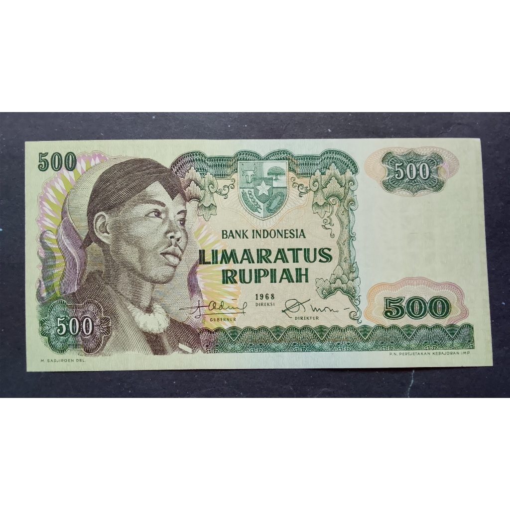 Uang Kuno 500 Sudirman Tahun 1968 KFA 086206 Kondisi UNC