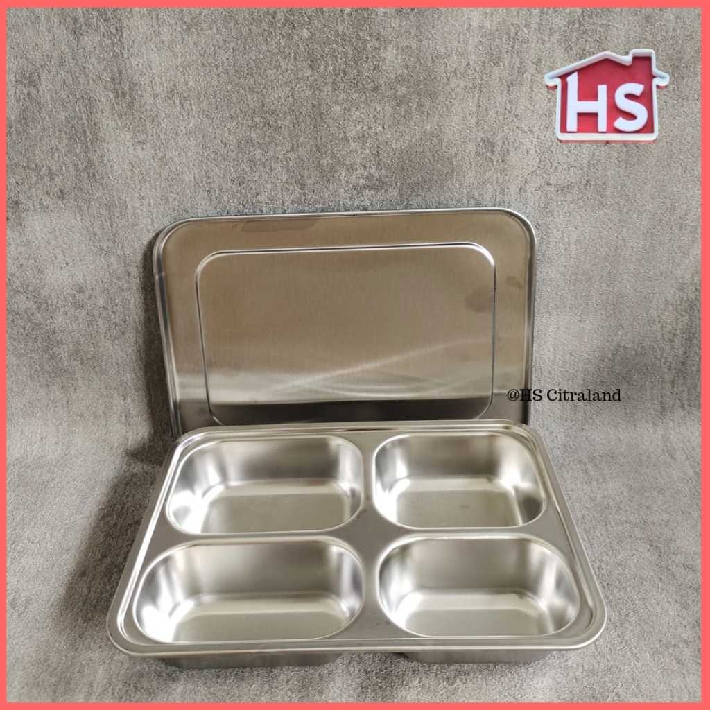 Ompreng Lunch Box Stainless steel sekat + tutup MBG