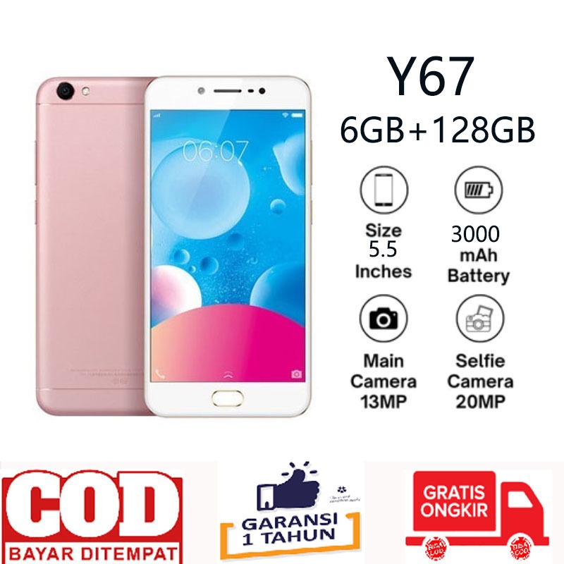 BARU MURCH VIVO Y67  RAM 6/128GB ,  Y55 RAM 3/32, Y66 RAM 4/64 ANDROID GARANSI 1 TAHUN FULLSET